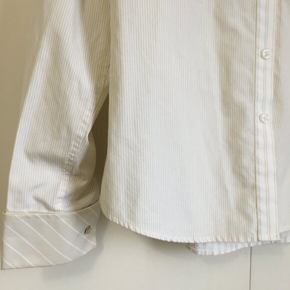 Tabi Wrinkle Resistant Brocade Cuff Striped 100% Cotton Button Up Dress Shirt - Picture 6 of 11